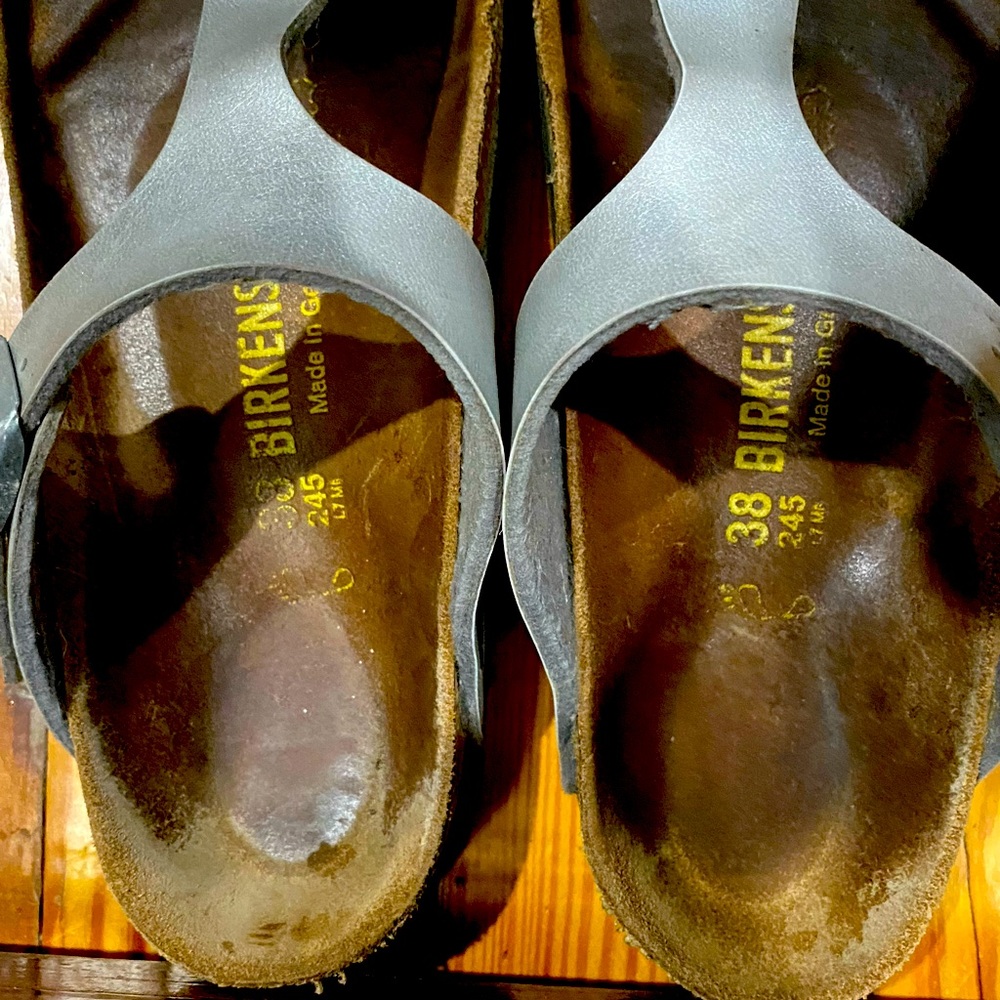 Birkenstock silver sandal EU38 US7.5